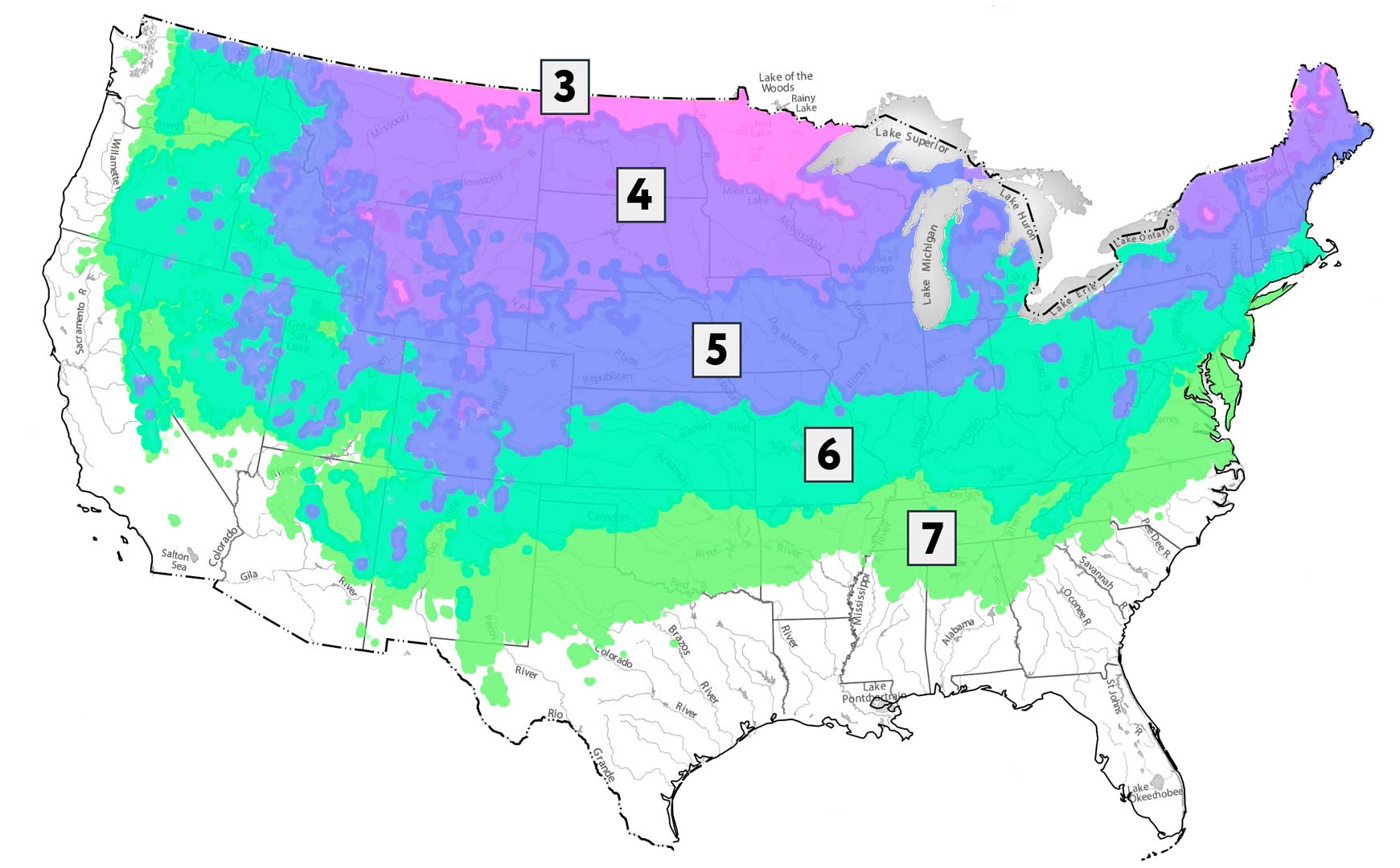 Hardiness Map 3-7