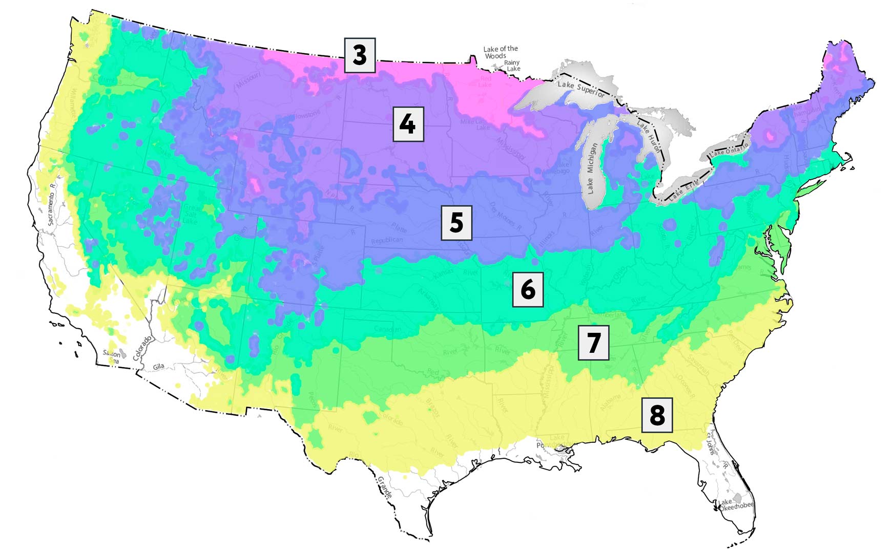 Hardiness Map 3-8