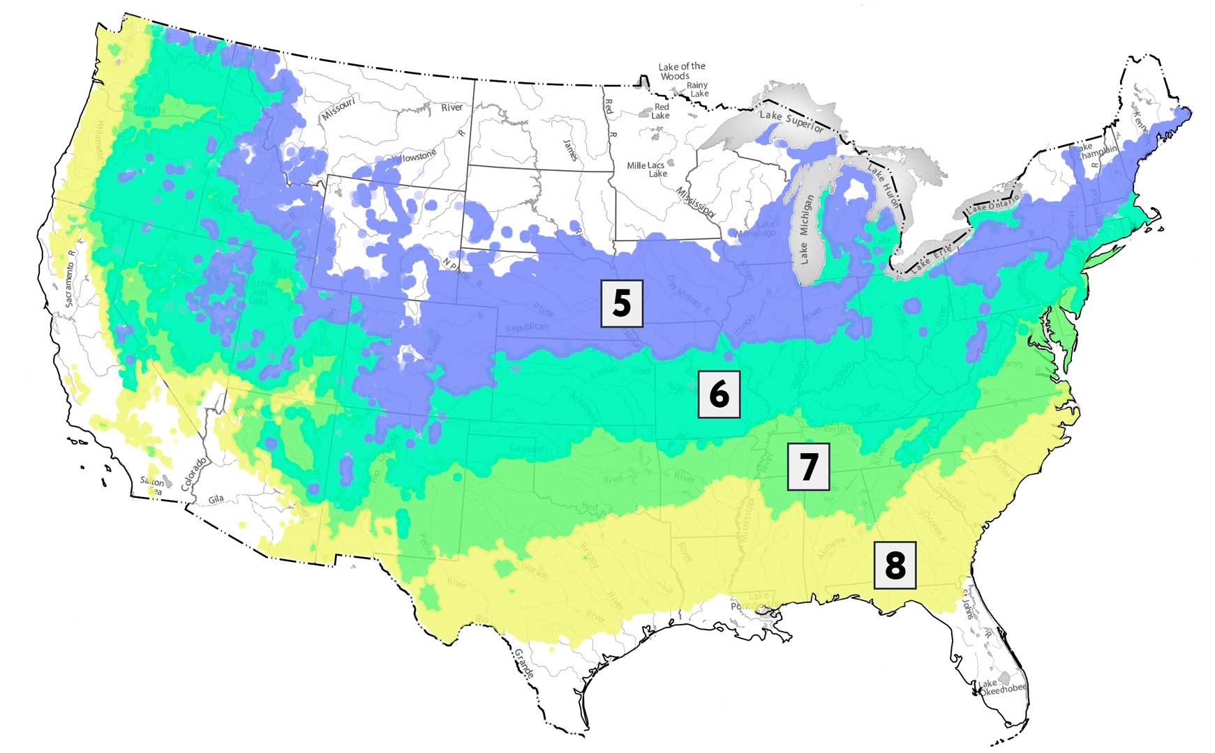 Hardiness Map 5-8