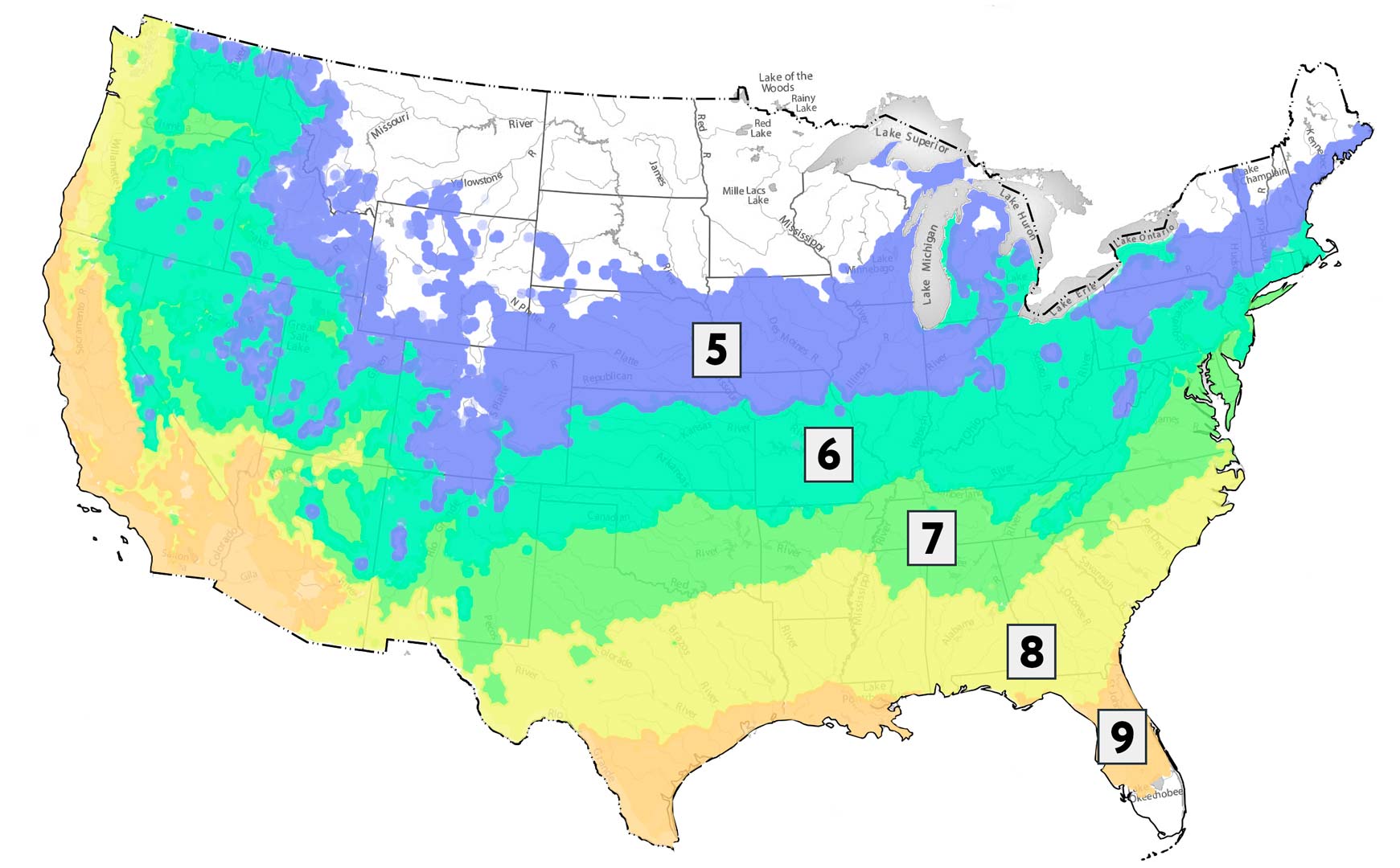 Hardiness Map 5-9