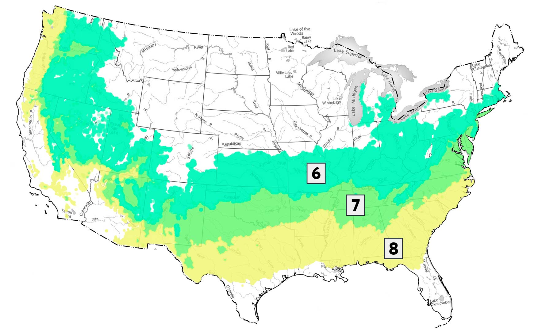 Hardiness Map 6-8